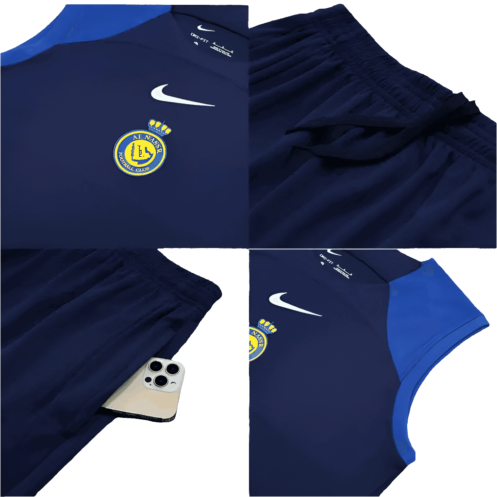 Al Nassr Dark Blue Sleeveless Training Set (With Shorts)
